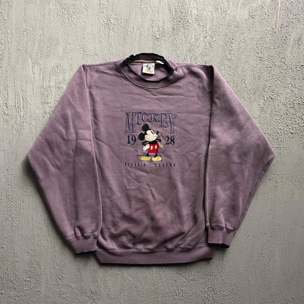 Vintage Mickey Mouse Embroidered Sweatshirt Unisex Large Purple 90s Mickey & Co
